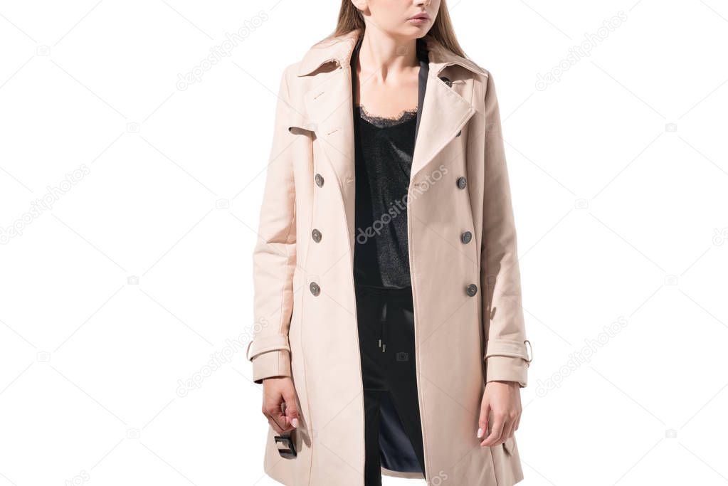 girl in classic trench coat