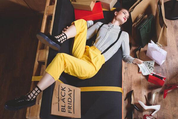 shopaholic resting after black friday