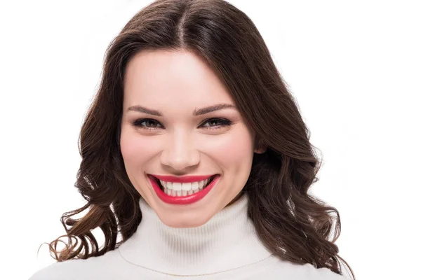 Young woman with red lipstick — Stock Photo, Image