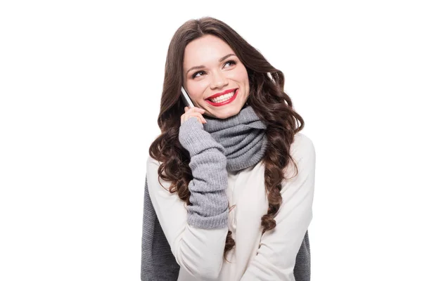 Cheerful woman talking on phone — Stock Photo, Image