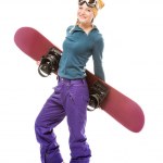 Młoda kobieta z snowboardowe