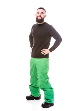 snowboard giyim gülümseyen adam