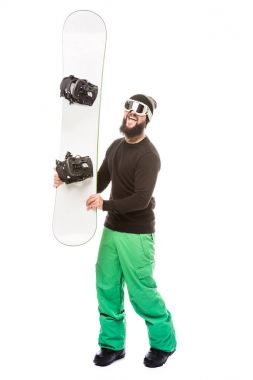 young man with snowboard clipart