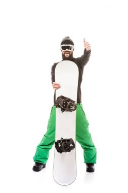 young man with snowboard clipart