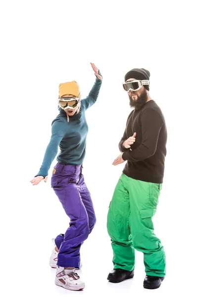 Couple in snowboard glasses — Stock Photo, Image