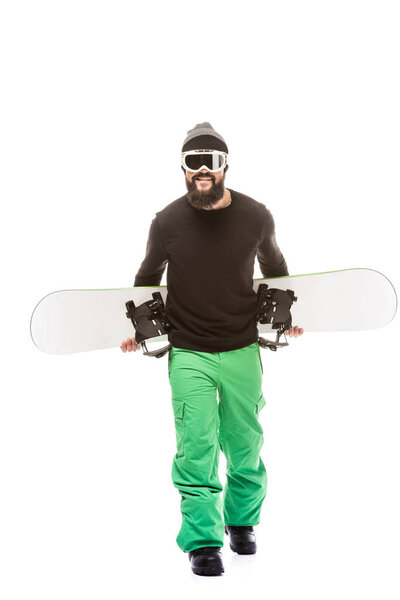 young man with snowboard