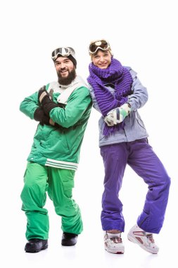 snowboarders with arms crossed looking at camera clipart