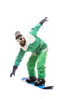 snowboard yaparken sürgülü adam