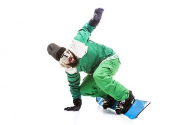man sliding on snowboard clipart