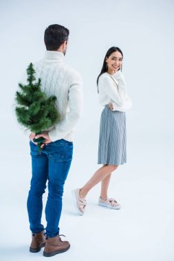 şaşırtıcı kız arkadaşıyla Noel ağacı dostum