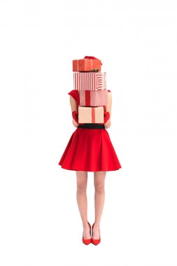 woman holding christmas gifts