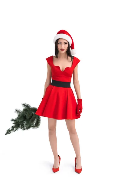 Asiatische Frau mit Weihnachtsbaum — Stockfoto