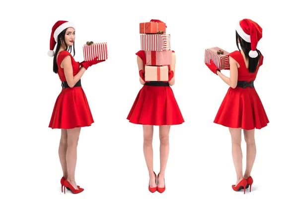 Asian woman with christmas gifts — Stock Photo, Image