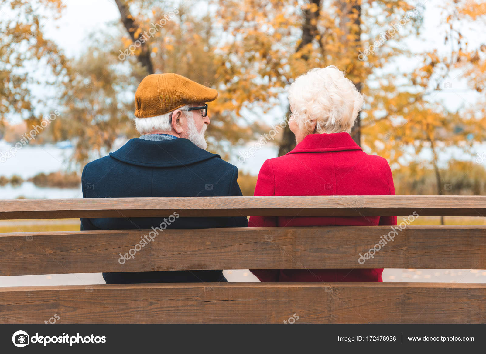 公園のベンチに 年配のカップル ストック写真 C Vitalikradko