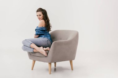 denim giysiler içinde seksi kadın