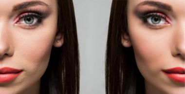kadının önce ve sonra rötuş yüz