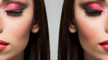 kadının önce ve sonra rötuş yüz