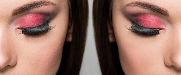 Обличчя жінки до і після ретуші — стокове фото