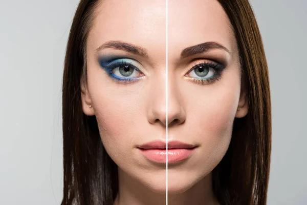 Mujer con diferente maquillaje — Foto de Stock