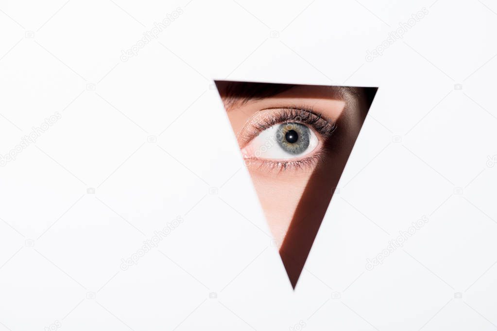 woman looking out of hole