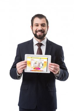 tablet ile alışveriş online iş adamı