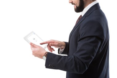 Google web sitesi ile tablet ile işadamı