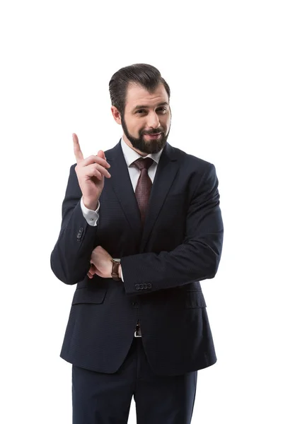 Businessman pointing up — Stock Photo, Image