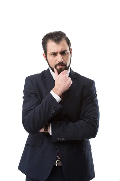 Pensive businessman in suit — Free Stock Photo