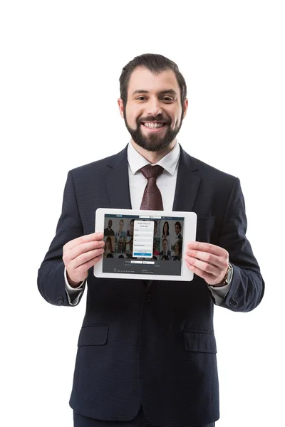 Tablet with linkedin website — Stock Photo, Image