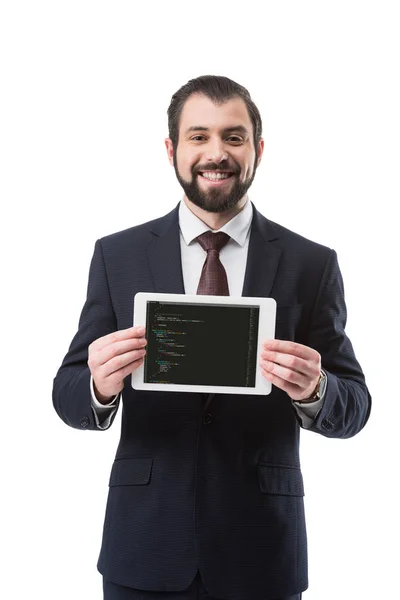 Tablet with html code — Stock Photo, Image
