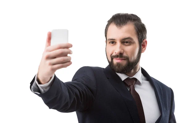 Empresário tirar selfie — Fotografia de Stock