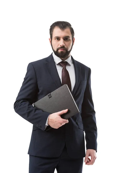 Serious businessman with documents — Stock Photo, Image