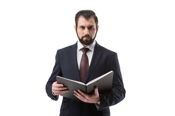 Hombre de negocios con documentos en carpeta — Foto de Stock