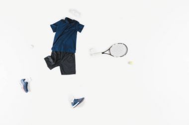 sportive clothes and tennis racquet  clipart