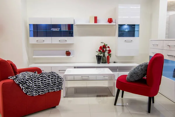 Moderno Salón Interior Con Muebles — Foto de Stock