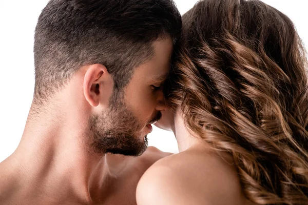 Hermosa Pareja Sensual Aislado Blanco — Foto de Stock