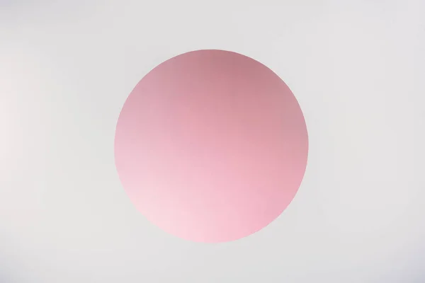 Круглая Розовая Дыра Копировальным Местом Сером — стоковое фото