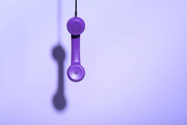 hanging purple telephone handset, ultra violet trend clipart