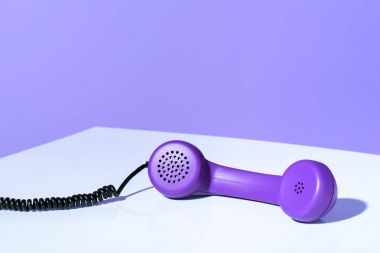plastic purple telephone handset, ultra violet trend clipart