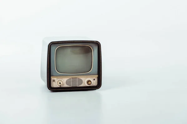 Oude Kleine Vintage Televisie Wit — Stockfoto