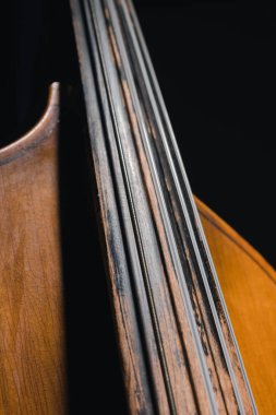close-up shot of contrabass viol isolated on black clipart