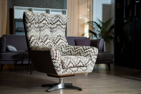 Closeup view of tissue armchair in modern living room