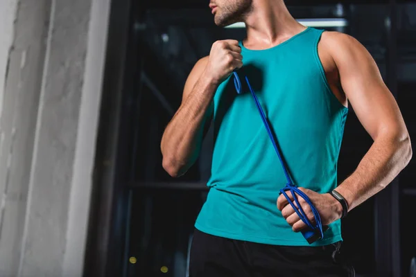 Cropped View Sportsman Holding Jump Rope Sports Center — Free Stock Photo