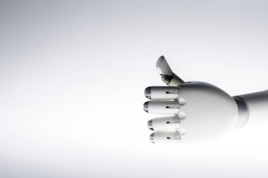 robot el başparmak izole üzerinde gri gösterilen