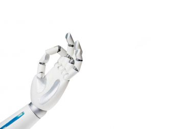 Tamam jest beyaz izole gösterilen robot el