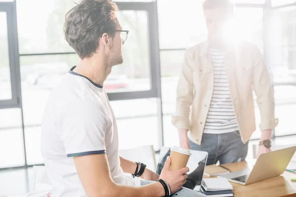 Successful Businessmen Working Together Modern Light Office — Stock Photo, Image