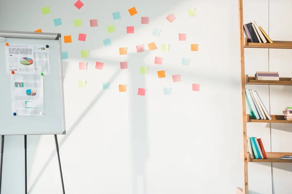 Whiteboard Mit Diagrammen Und Whiteboard Mit Haftnotizen Modernen Hellen Büro — Stockfoto