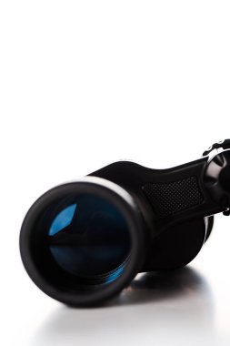close up of black binoculars on white  clipart