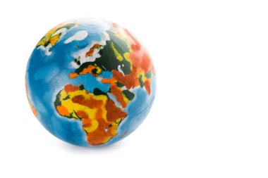 colorful globe on white with copy space clipart