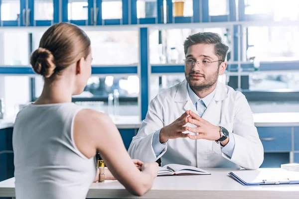 Selective Focus Handsome Doctor Glasses Looking Patient — Stock Photo, Image